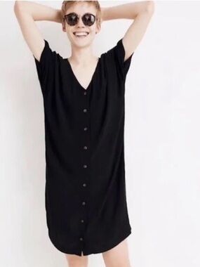 Madewell button-front easy dress black 2x